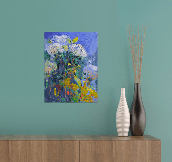 Hydrangea . Blooming garden
