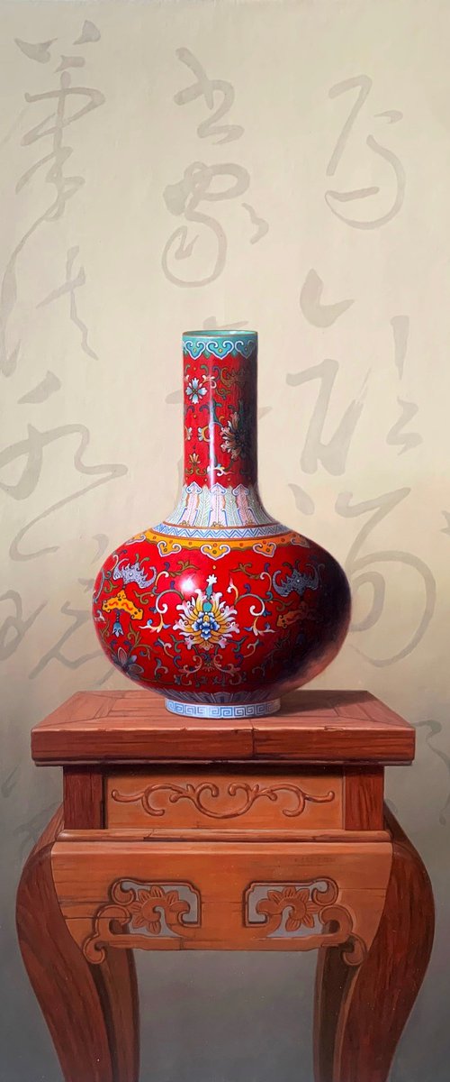 Vase on table c225 by Kunlong Wang