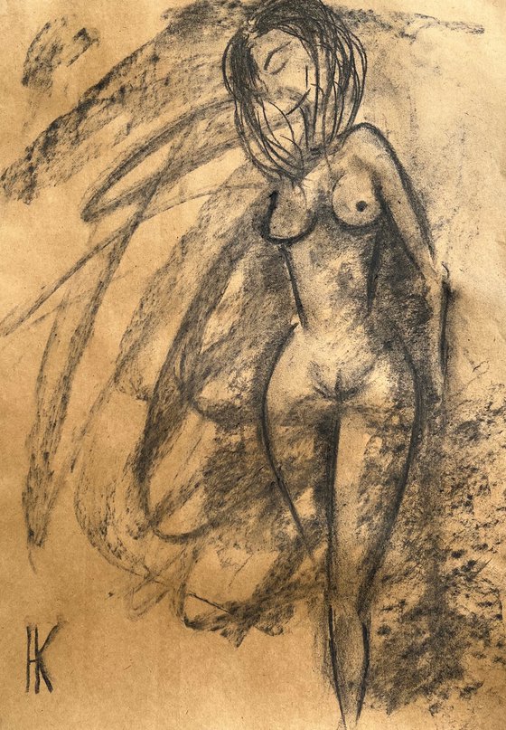 Woman Nude charcoal art