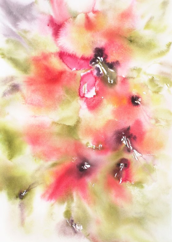 Red abstract flowers