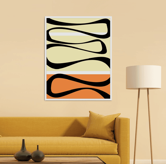 Abstraction orang-blue-black-white-yellow artwork