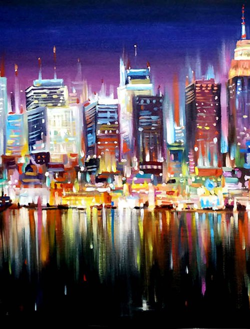 Beauty of Night City, New York Skyline by Samiran Sarkar