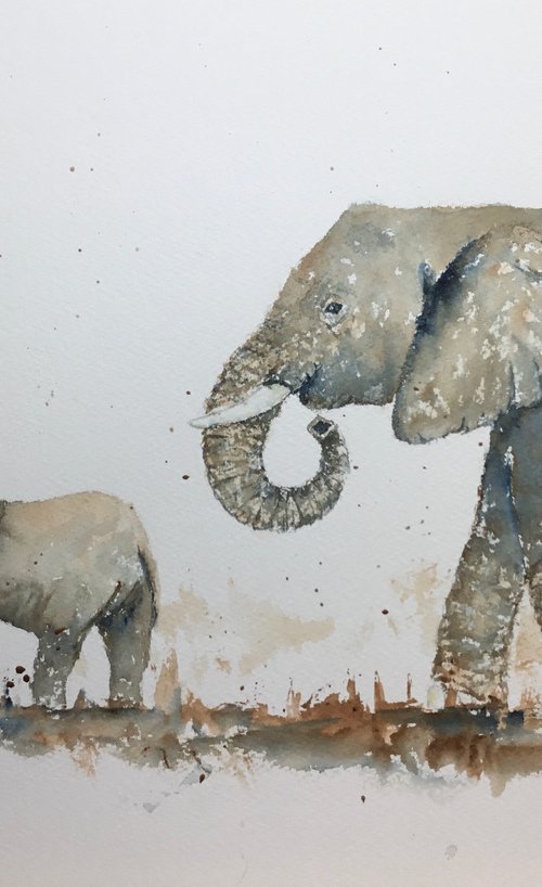 Elephant mother and baby - commission by Sabrina’s Art