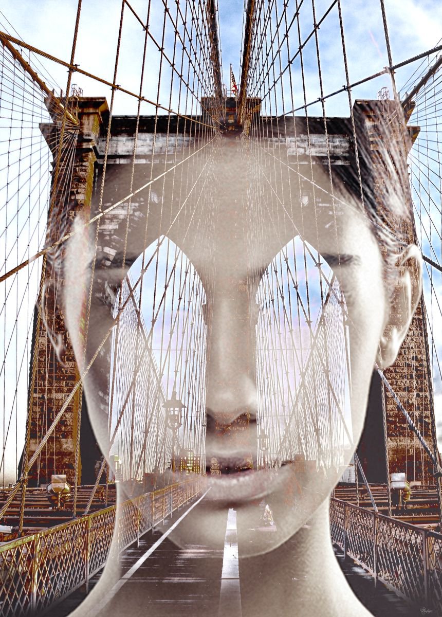 Illustrative Portrait Photograph By Bojan Jevtic, 28 X 39, Bridge, Original Artwork