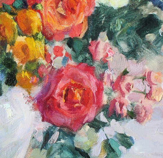 A bouquet of garden roses