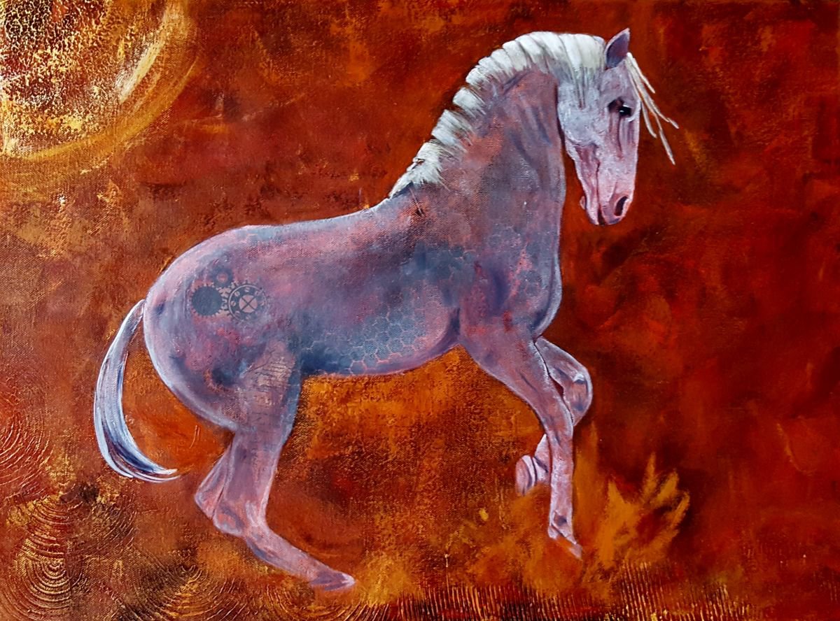 Impressionistic Animal Painting By Cathy Maiorano, 24 X 18, Agent Of Change, Original Artwork