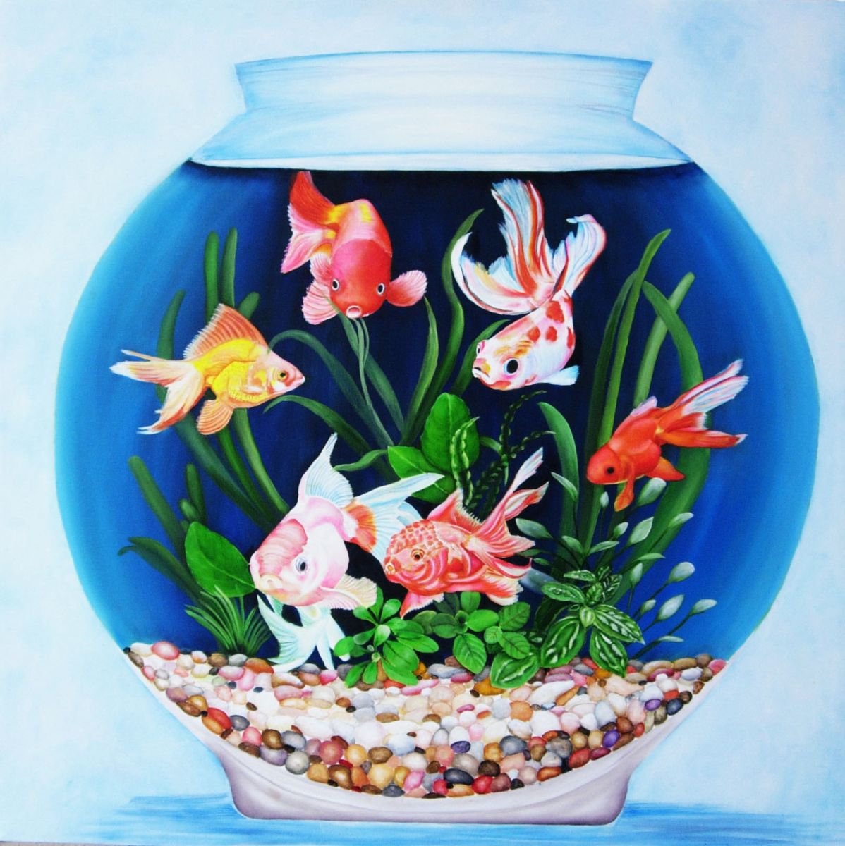 Fishbowl Painting by Renee DiNapoli | Artfinder