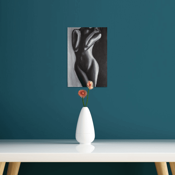 Miss you, honey. Nude erotic gestural girl oil painting, Gift art for home