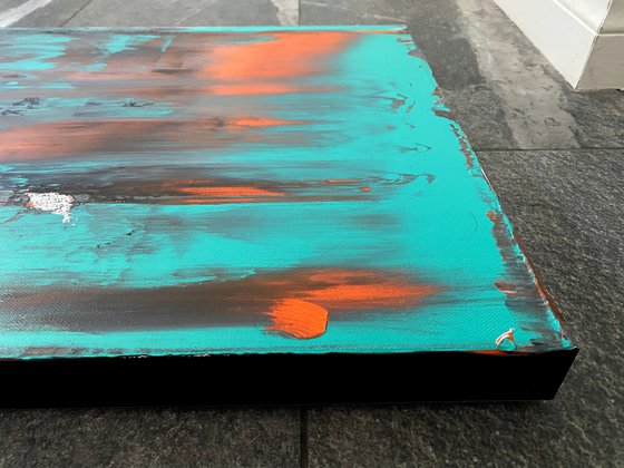 "Trip The Light Fantastic" - Original PMS Large Abstract Acrylic Painting On Canvas - 40" x 16"