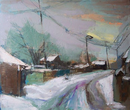 Snowy street by Victoria Cozmolici