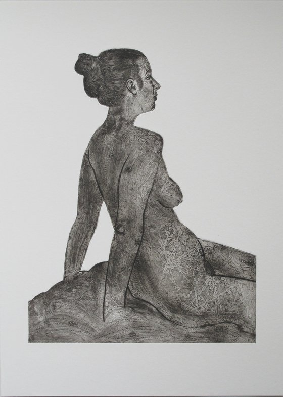 Seated female nude revisited black