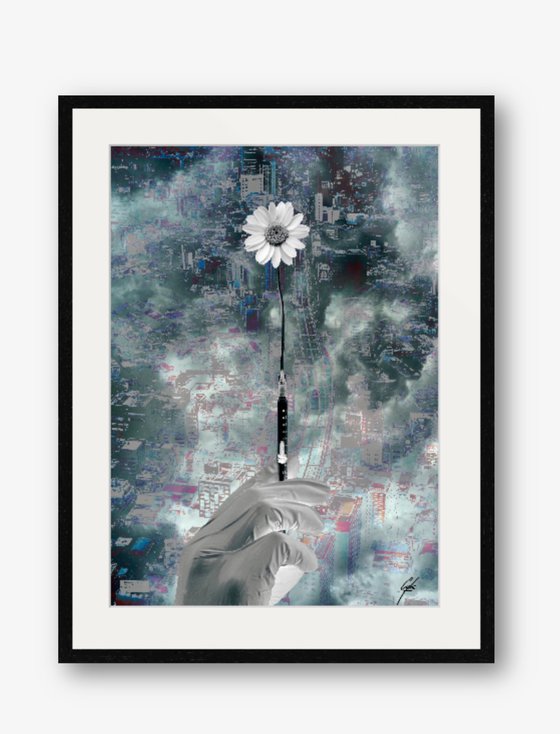 THE WHITE FLOWER | 2021 | DIGITAL ARTWORK PRINTED ON PAPER | HIGH QUALITY | UNIQUE EDITION | SIMONE MORANA CYLA | 50 X 70 CM