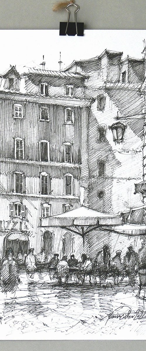 Rome, Ink pen drawing. by Marin Victor