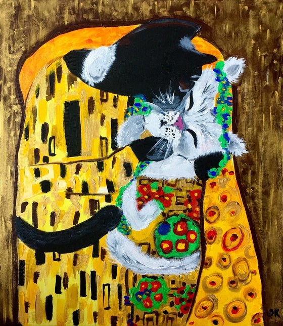 Cats kiss and Gustav Klimt