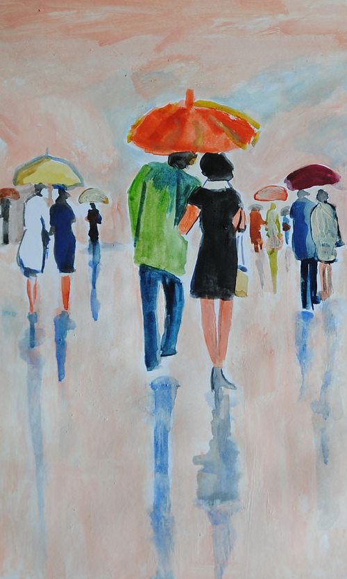 Rainy people 3 / 41.5  x 29.7 cm by Alexandra Djokic