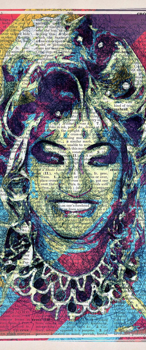 Celia Cruz - The Queen of Latin Music - Collage Art on Large Real English Dictionary Vintage Book Page by Jakub DK - JAKUB D KRZEWNIAK