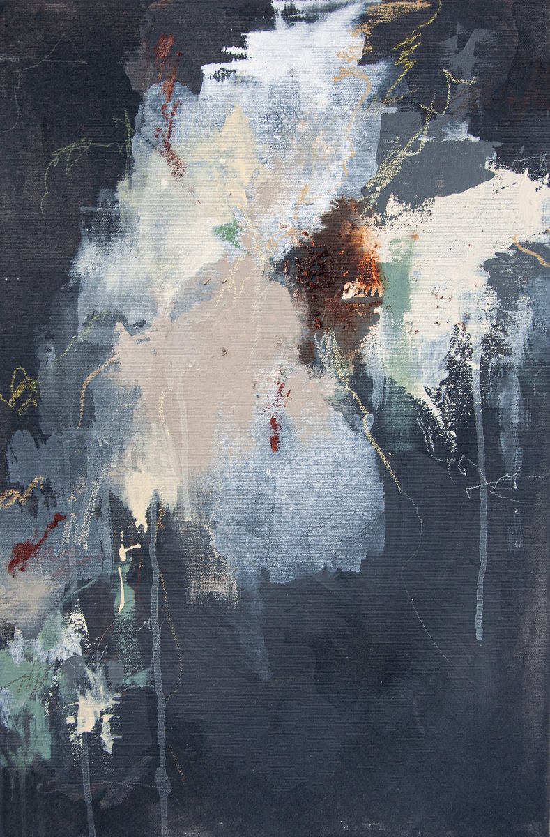 Abstract Acrylic Painting By Vered Brett, 16 X 24", Starting Over, Original Artwork