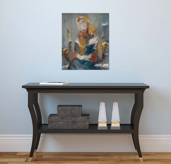 Bride 60x50cm ,oil/canvas, abstract portrait
