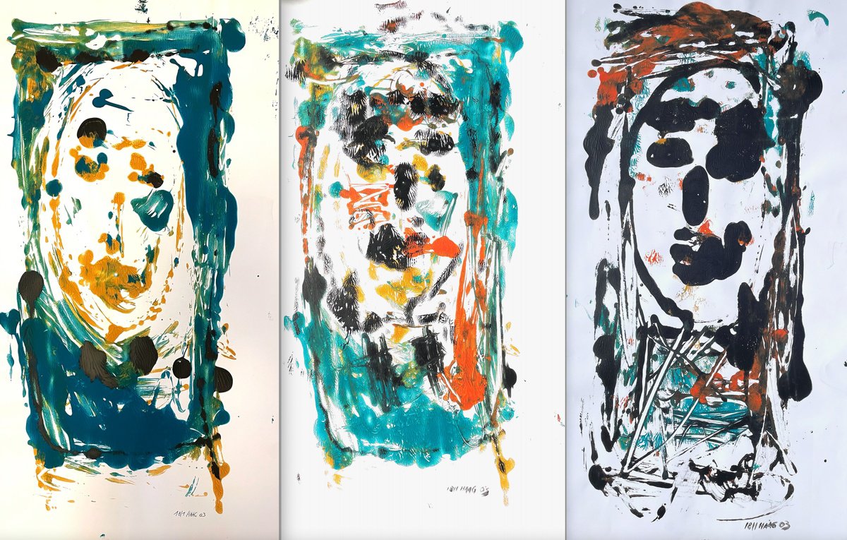 Abstract Portrait Acrylic Painting By Christel Haag, 48 X 31, Over The Years, Original Artwork