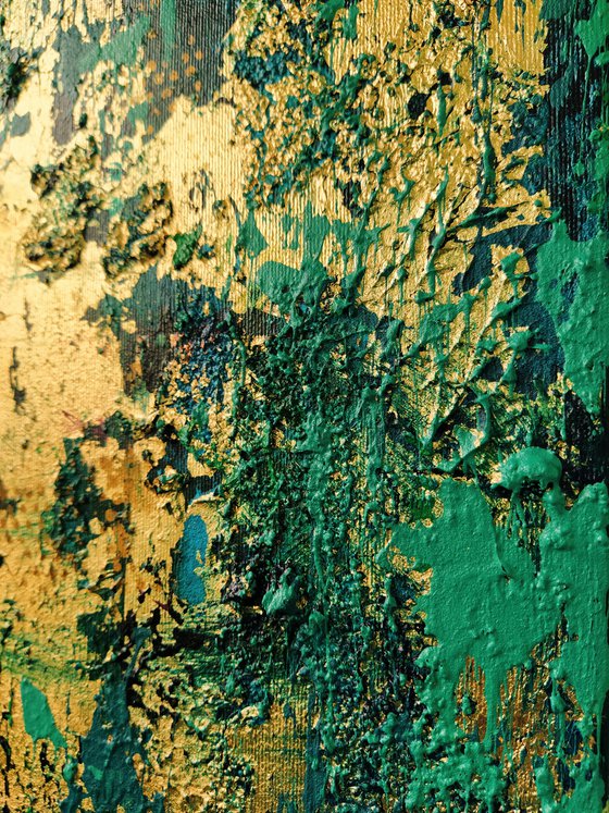 Extra Large Abstract Wall Art abstract painting Oil Painting on Canvas Colorful Oversize green turquoise gold Artwork Modern Contemporary