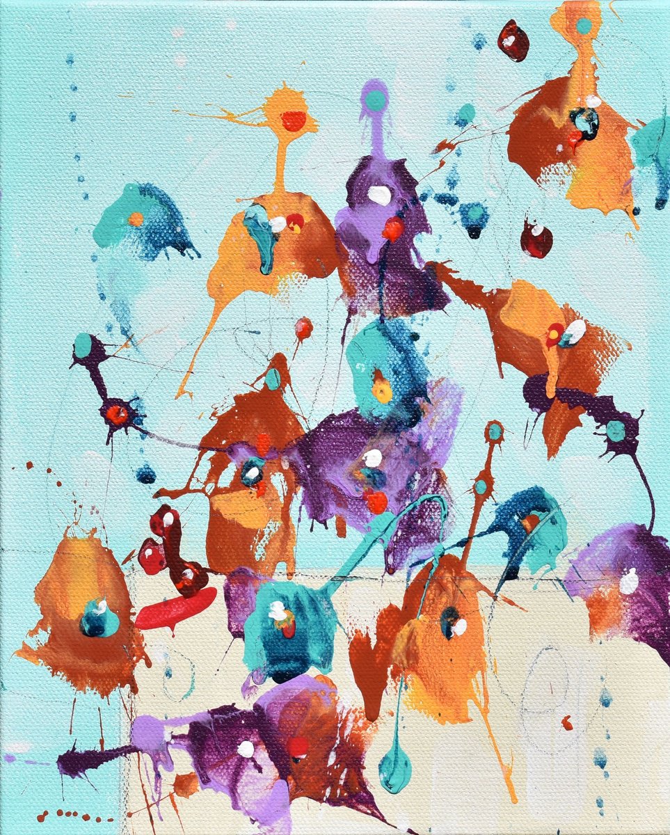 Abstract Landscape Acrylic Painting By Cynthia Ligeros, 8 X 10, Autumn