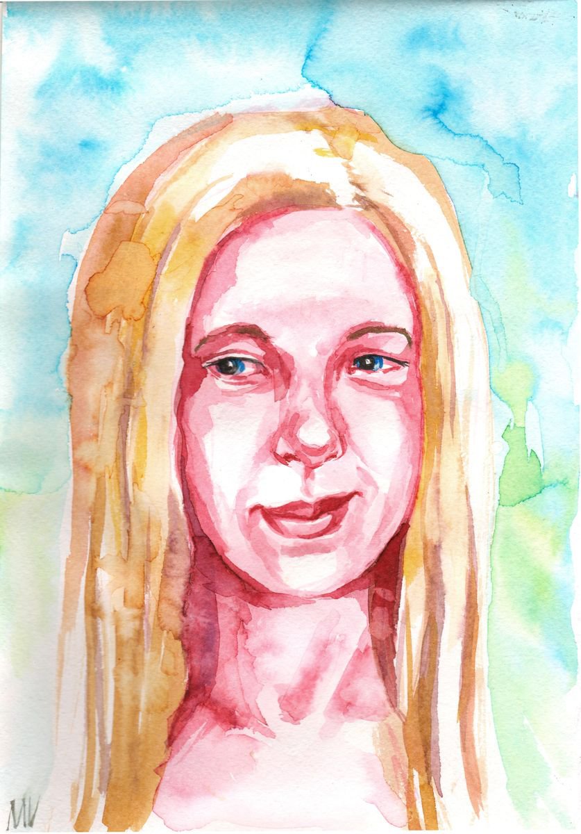 Are you kidding me?- GIRL PORTRAIT - ORIGINAL WATERCOLOR PAINTING. by Mag Verkhovets