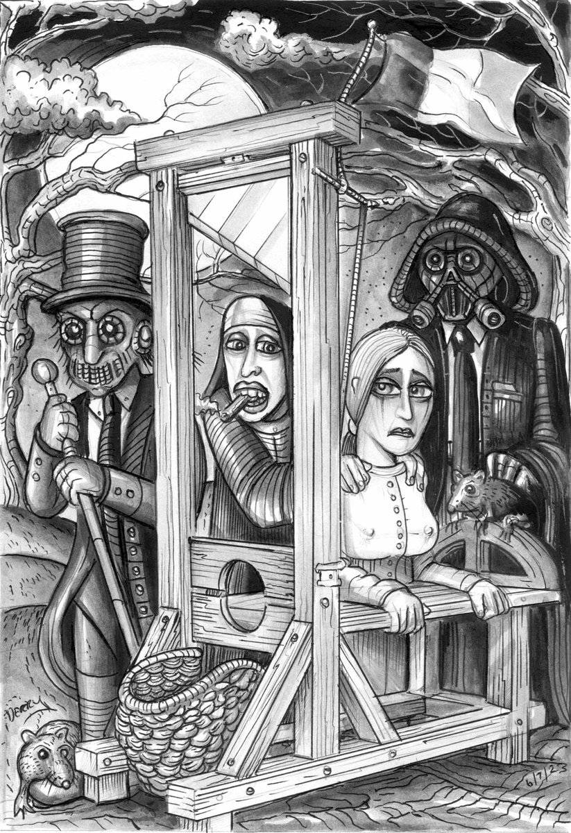 Guillotine Geraldine - Original Macabre Dark Creepy Art Illustration by Spencer Derry ART
