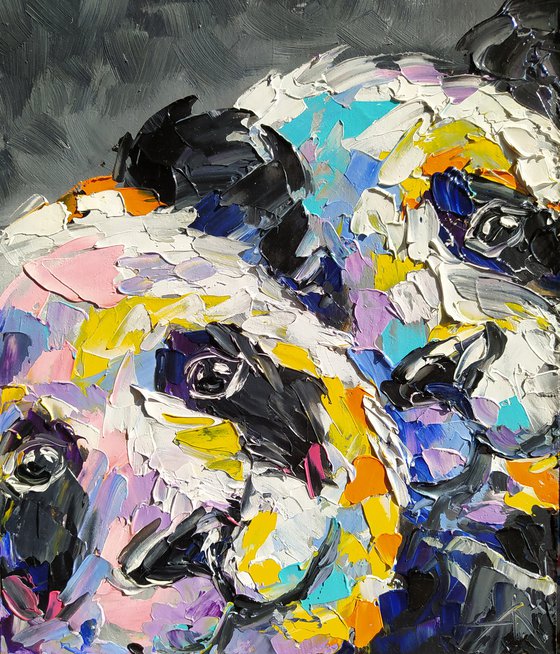 Warmth from love - pandas, animals, love, oil painting, panda, love pandas, animals oil painting