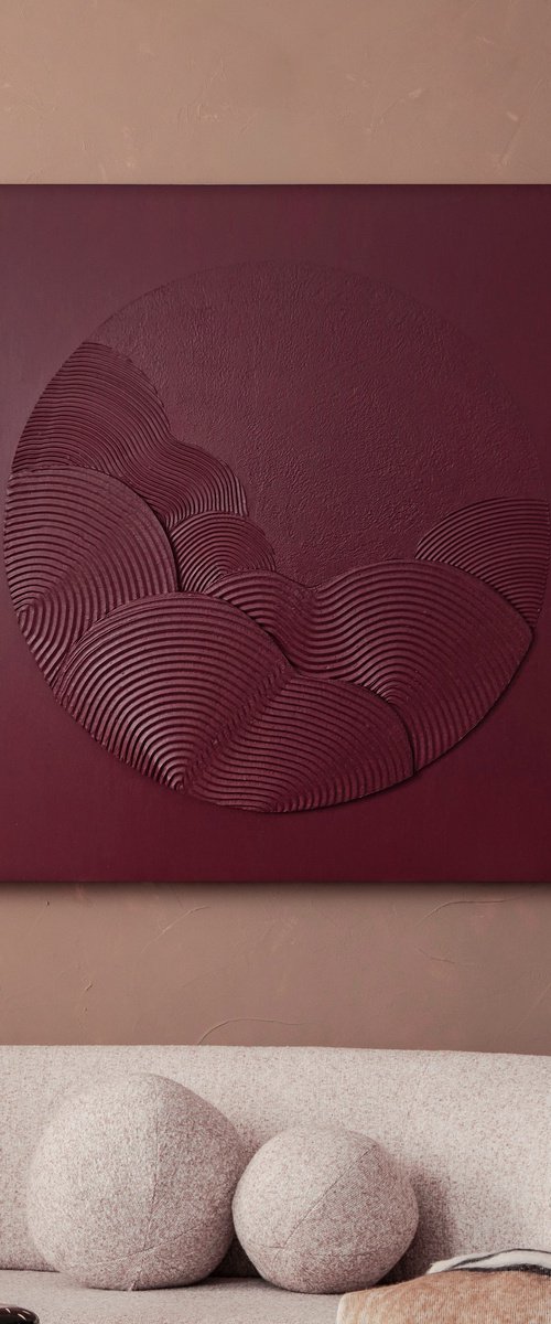 "Burgundy Waves" Abstract burgundy art by Alex