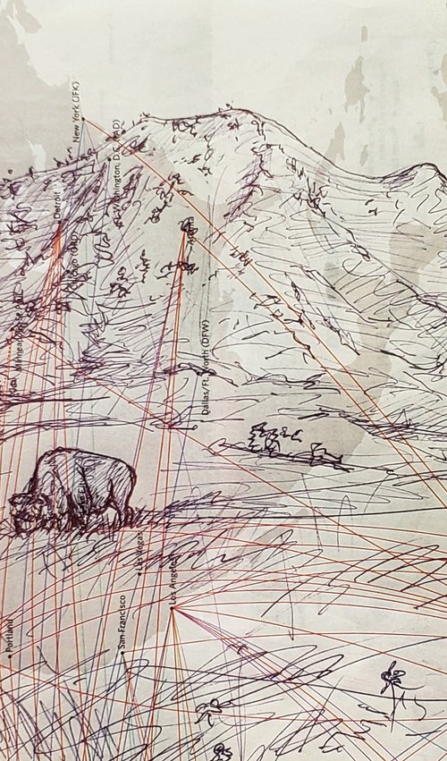 Landscape - Bison - Buffalo - "Delta Sky Scribble" by Katrina Case