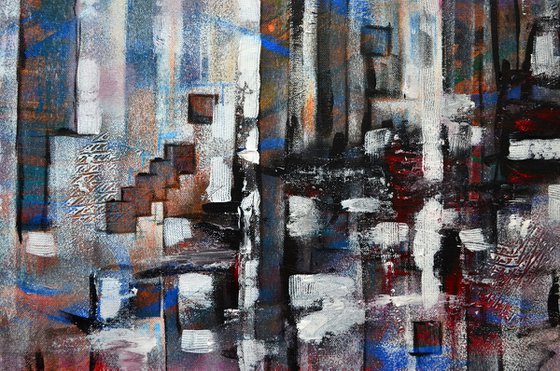 Tetris - Large Original Abstract Art on Canvas Ready To Hang