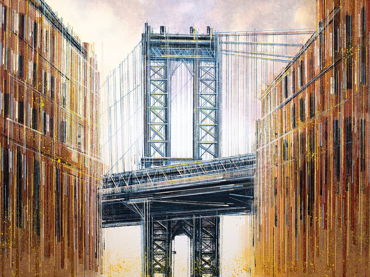 New York - The Manhattan Bridge At Dusk by Marc Todd