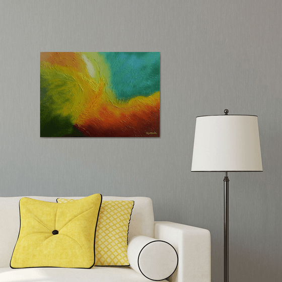 Storm Feathers - abstract aerial painting with texture; home, office decor; gift idea