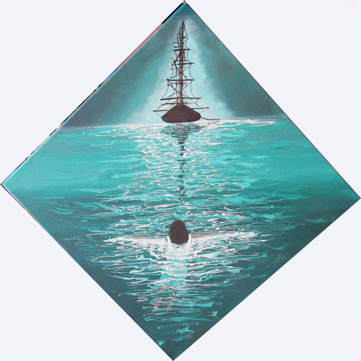 Abstract Acrylic Painting By William F. Adams, 14 X 14", If Your Ship Doesn