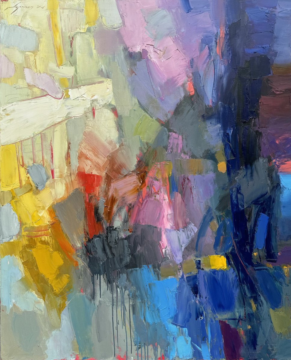 Abstract Oil Painting By Ivan Dragan, 43 X 53, Abstract, Original Artwork