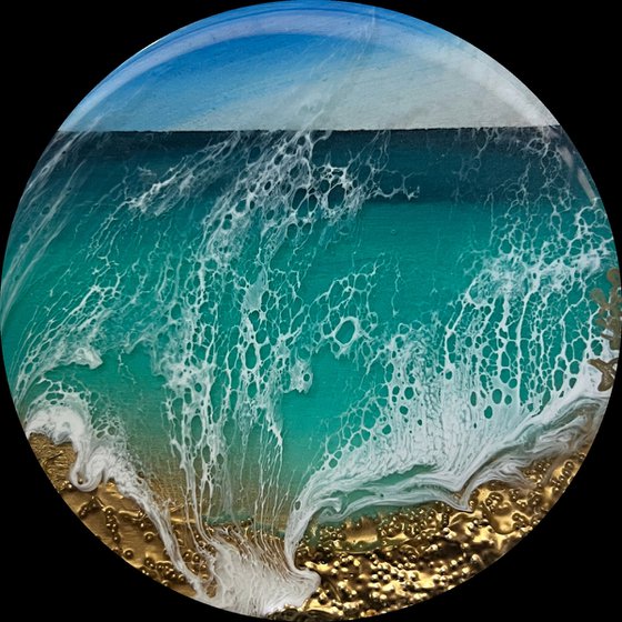 "Little wave" #6 - Miniature round painting