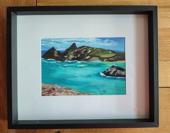 Cornwall, British sescape, original framed oil landscape painting, gift idea