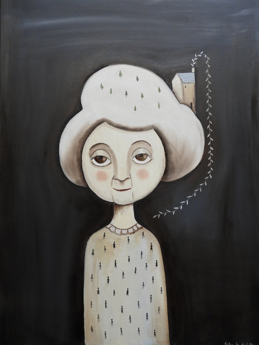 Illustrative Oil Painting , Thinking About Home By Silvia Beneforti, 20 X 28, Artwork For Sale On Artfinder