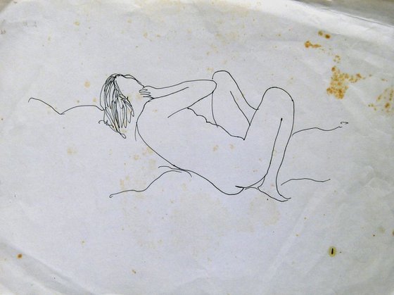 Reclining nude, old sketch, 24x32 cm