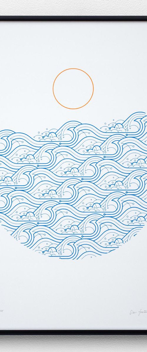 Waves A3 limited edition screen print by The Lost Fox