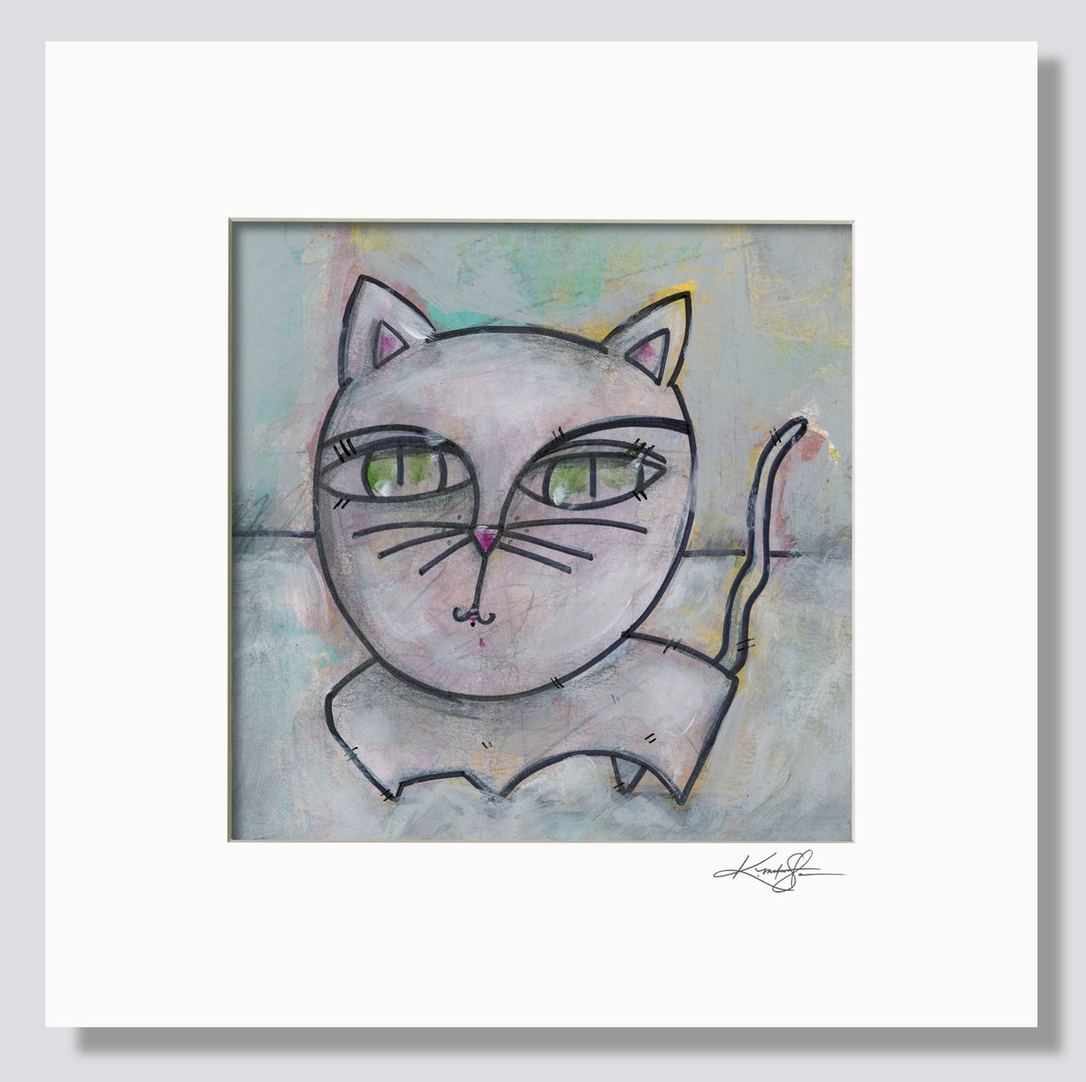 Expressive Animal Painting By Kathy Morton Stanion, 12 X 12", Cat 11, Original Artwork