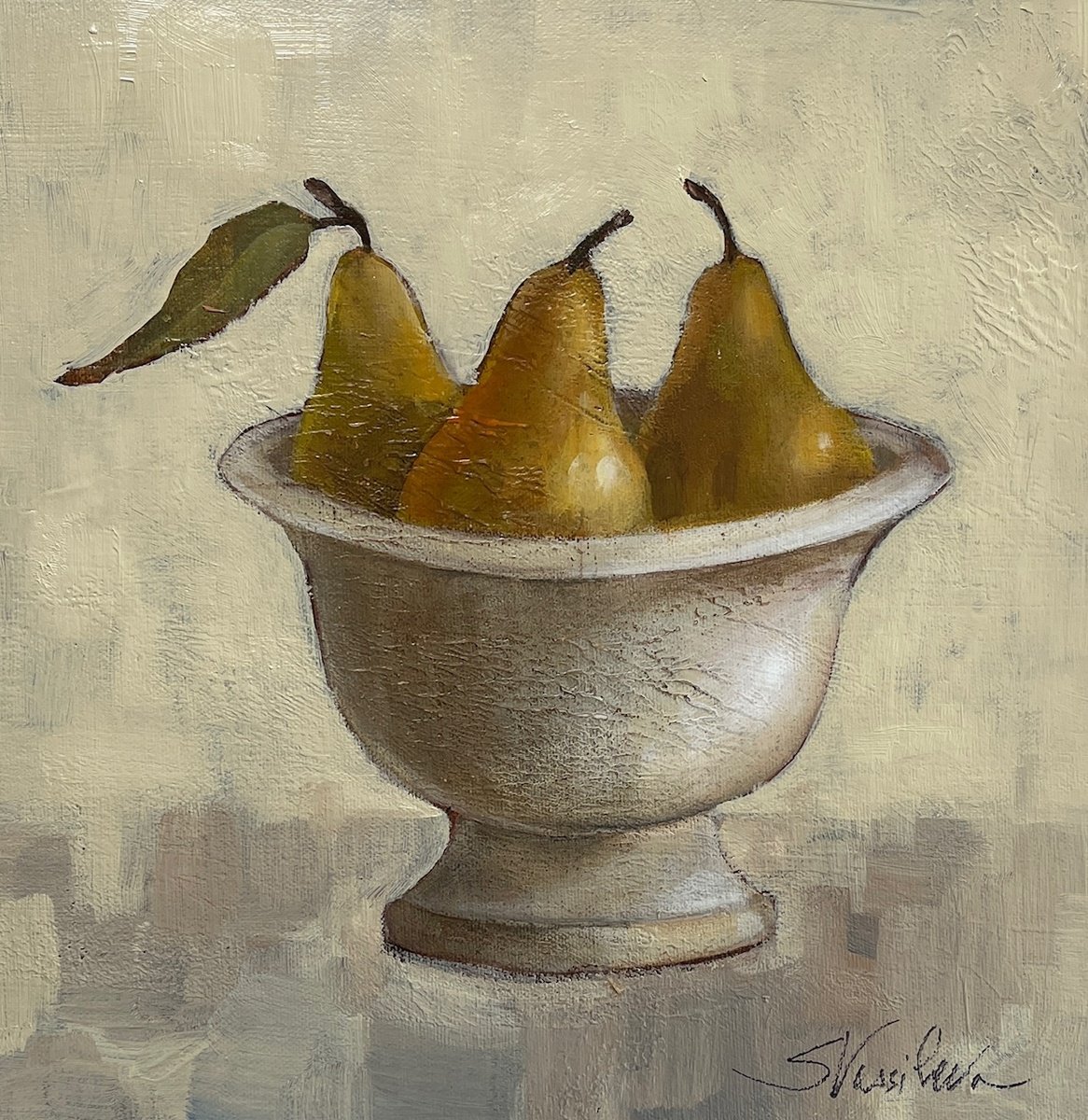  Pears In Old Bowl By Silvia Vassileva, 12 X 12, Artwork For Sale On Artfinder