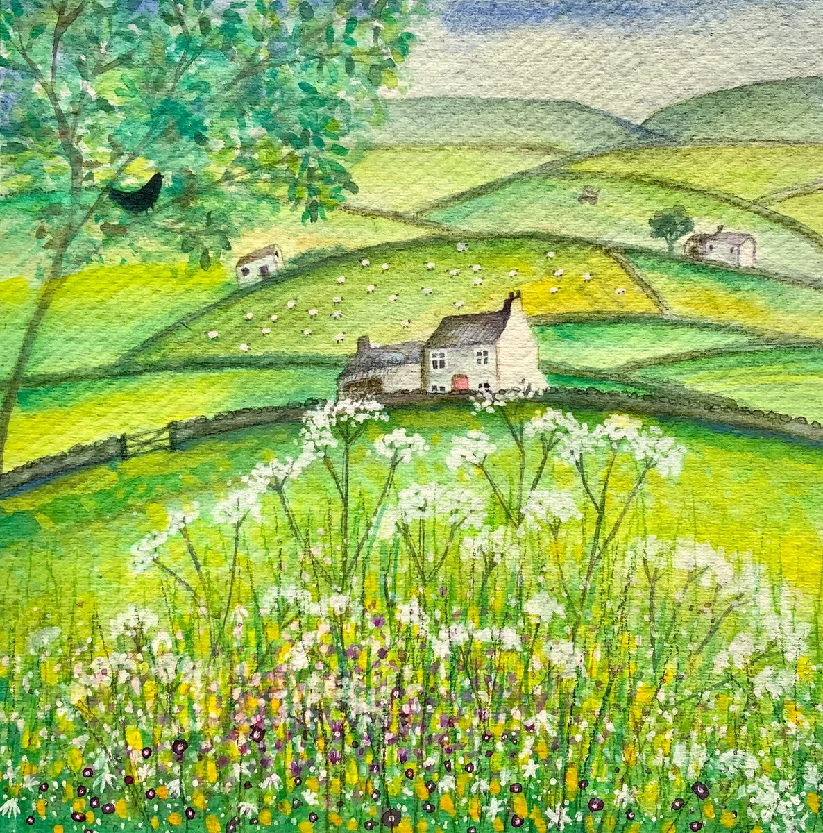 Landscape "Buttercup Cottage" watercolour landscape by Janice MacDougall