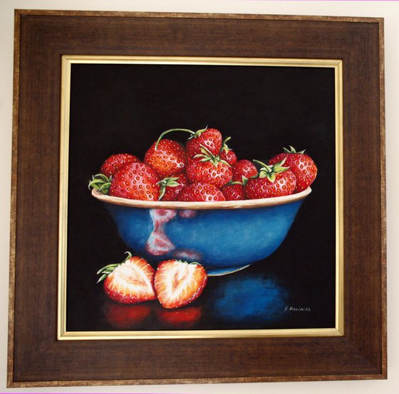 A Blue Bowl of Strawberries