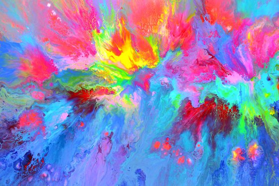 Happy Harmony VIII - 150x60 cm - Big Painting XXXL - Large Abstract, Supersized Painting - Ready to Hang, Hotel Wall Decor