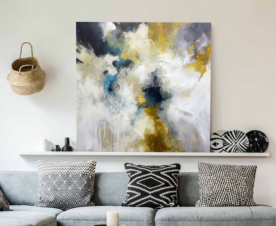 "Flight of fancy" Gray rust abstract art