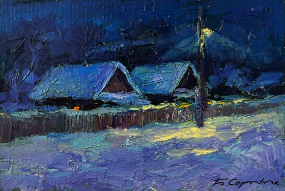 Winter Night in the Village
