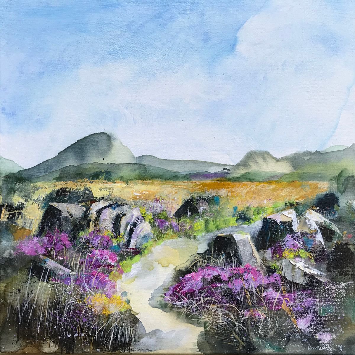 Heather Moors #01 - a Moorland landscape, 50 x 50cm by Luci Power
