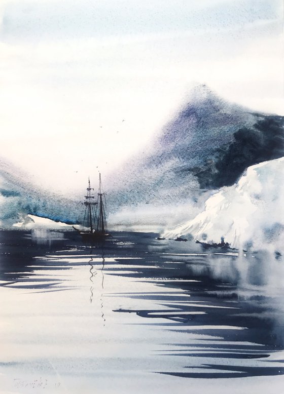 Ship and glacier