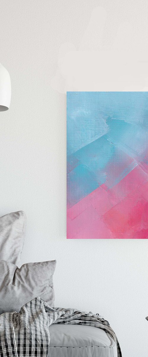 Pink and blue abstract poetry of colors. by Olha Gitman